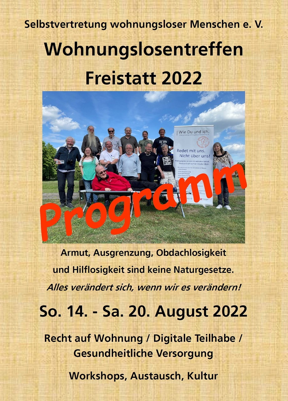 Plakat Wohnungslosentreffen Freistatt 2022