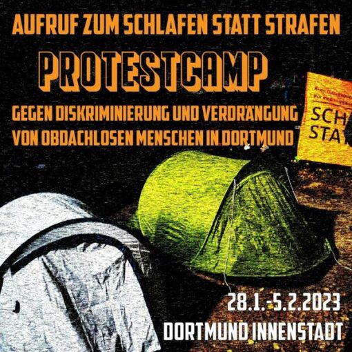Protestcamp Dortmund - Schlafen statt Strafen - Januar 2022