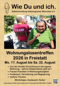 SwM-Plakat zum Wohnungslosentreffen Freistatt 2026