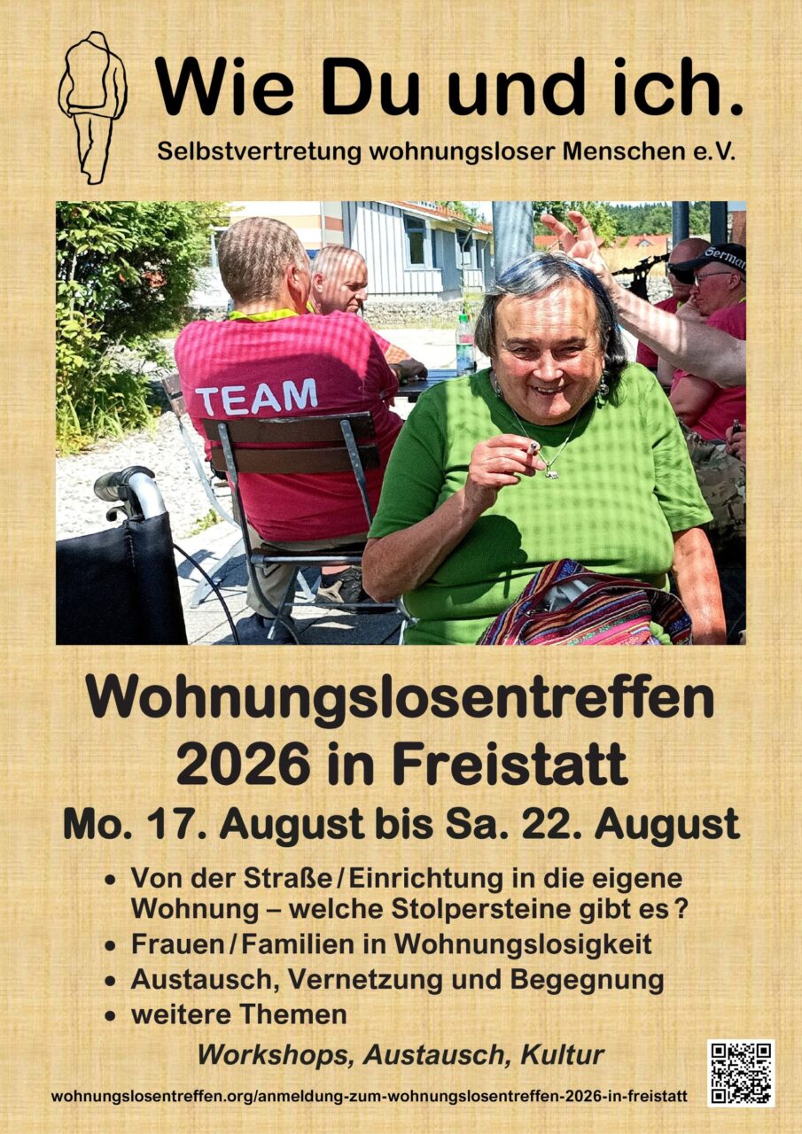 SwM-Plakat zum Wohnungslosentreffen Freistatt 2026